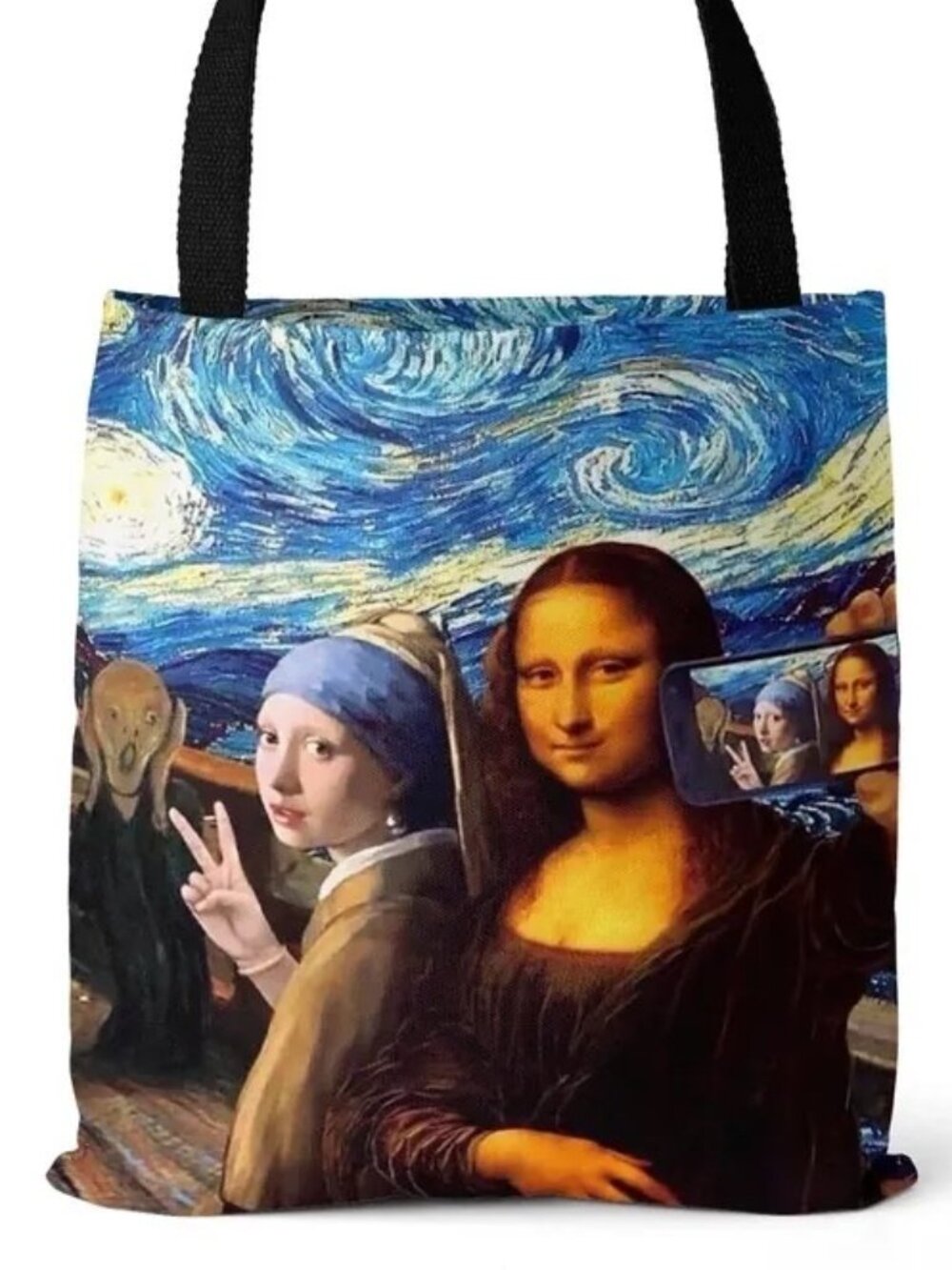 Shopping Tote Vermeer Pearl Earring - Munch The Scream - Da Vinci Mona Lisa